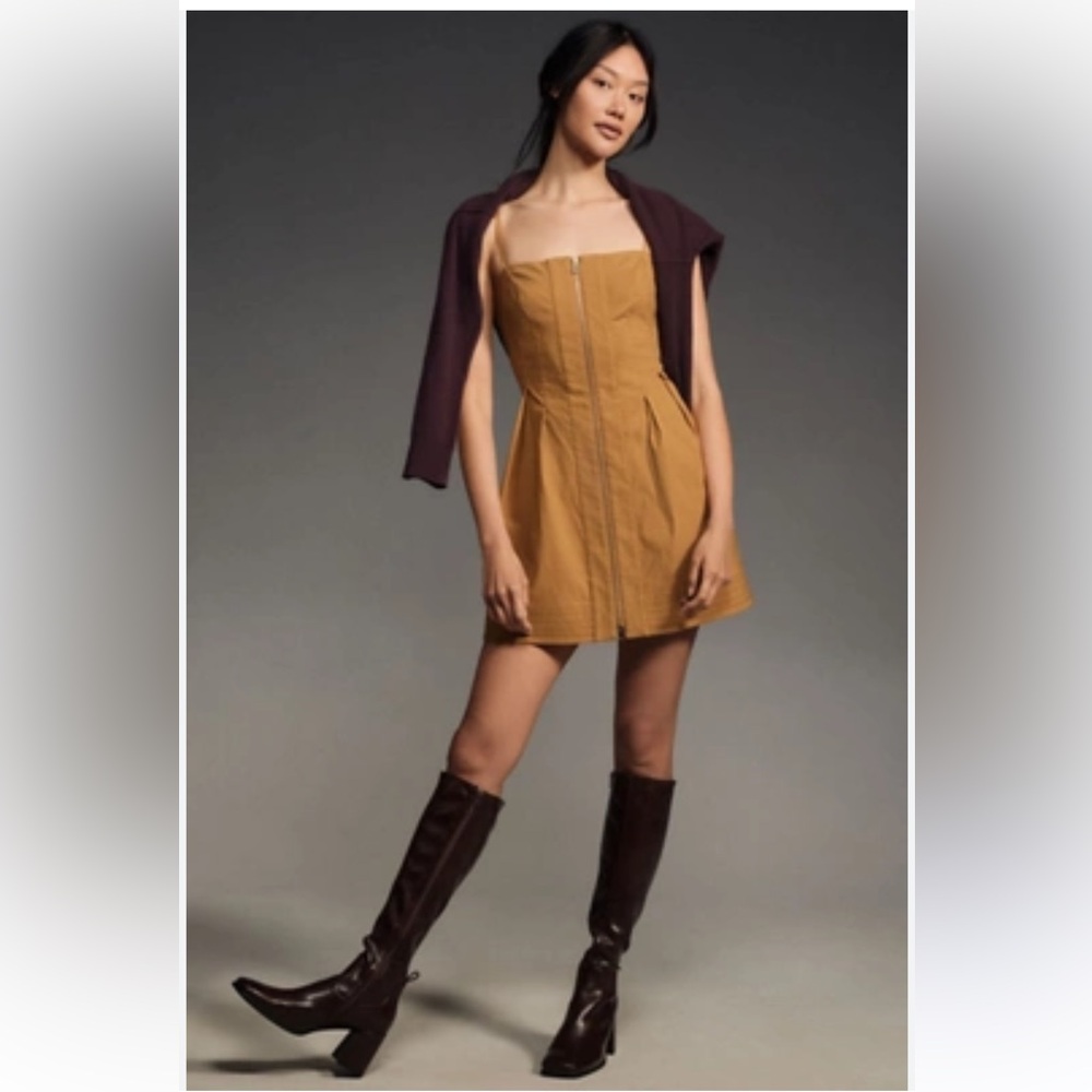 Anthropologie Maeve Structured Front Zip Mini Dress, Size S